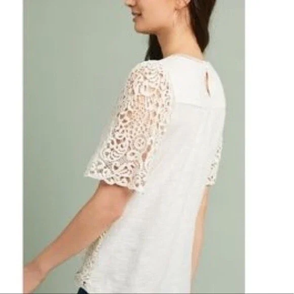 Eri + Ali Suzy Lace Blouse in Ivory S NWOT - Picture 1 of 8